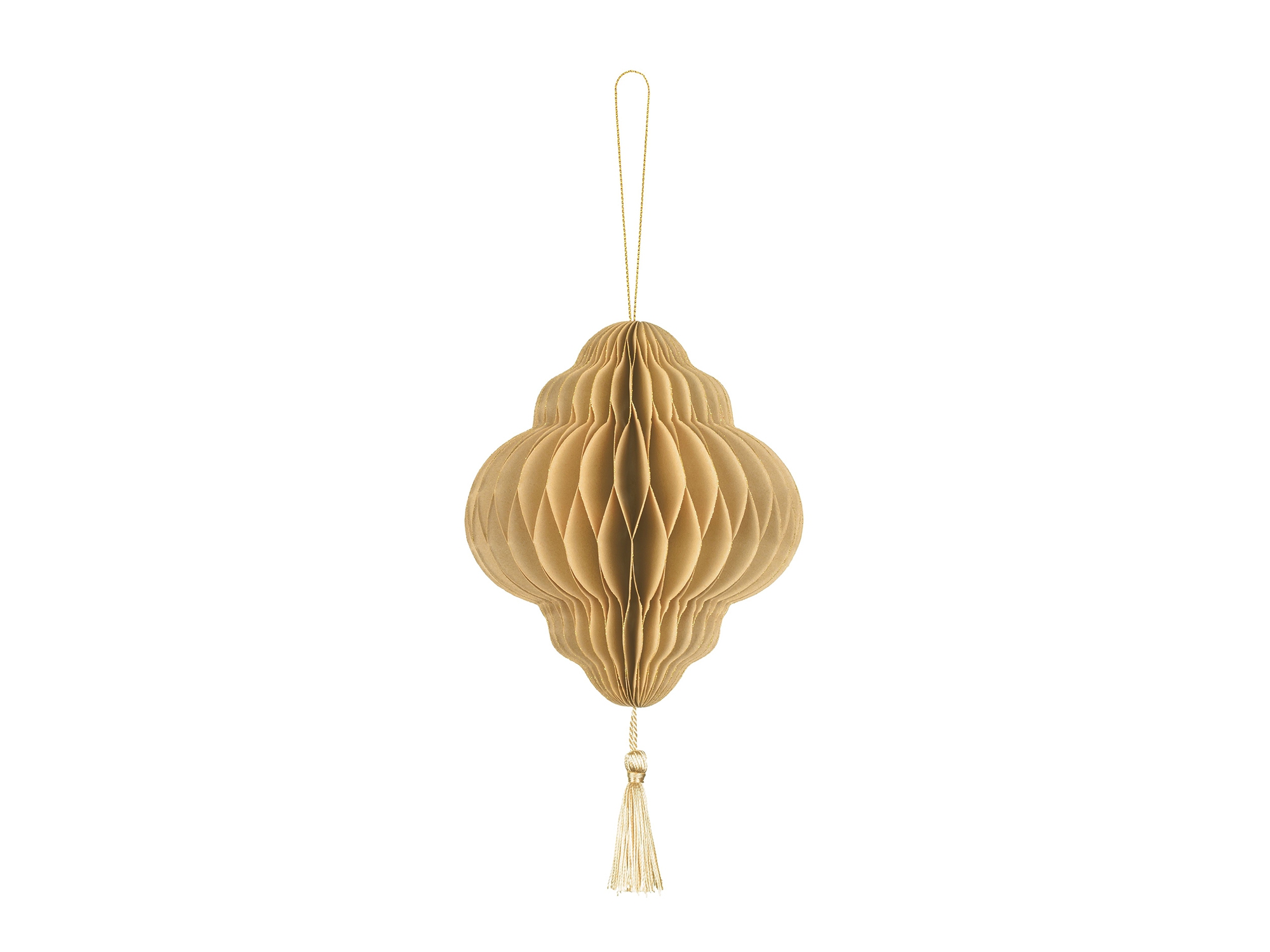 Wabenball "Laterne" mit Tassel, Beige