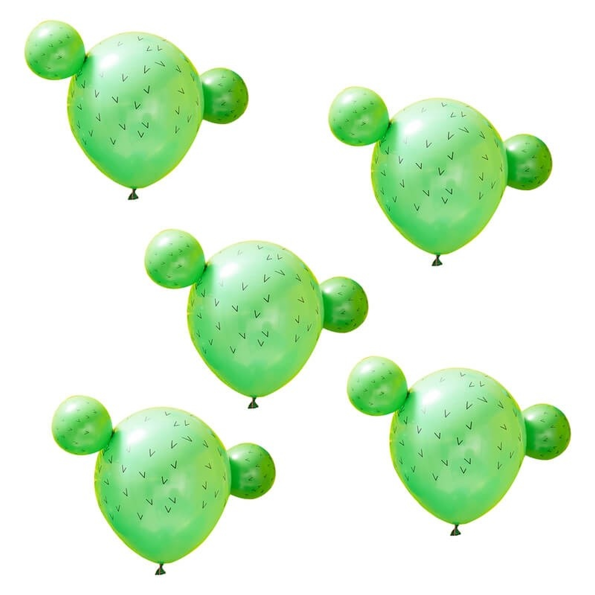 Mexiko Party 5 Kaktus Ballons mit Pompoms Ø 30cm