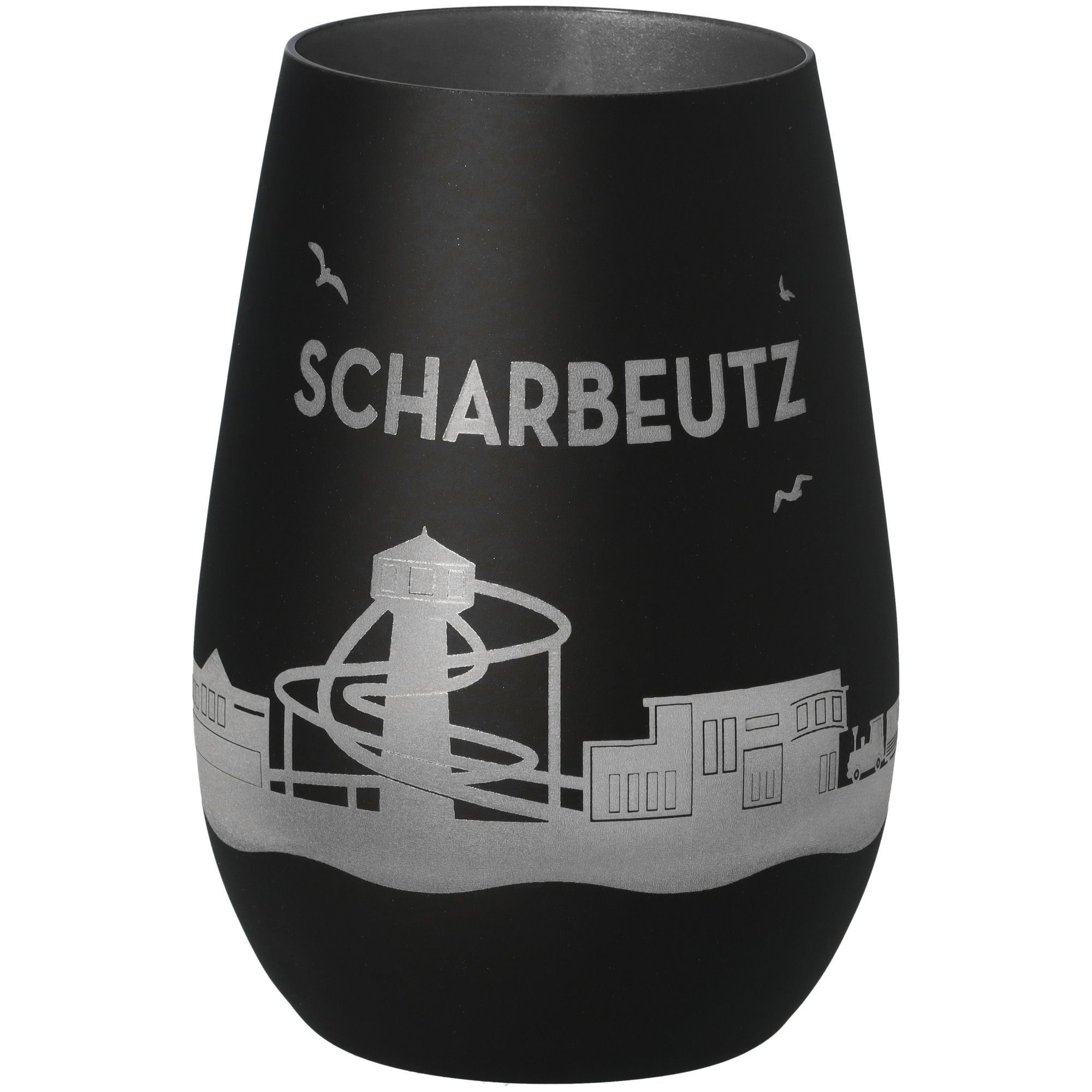 Windlicht Skyline Scharbeutz Schwarz/Silber