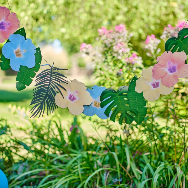 Girlande "Tiki Tropics", Hibiskusblüten und Blätter