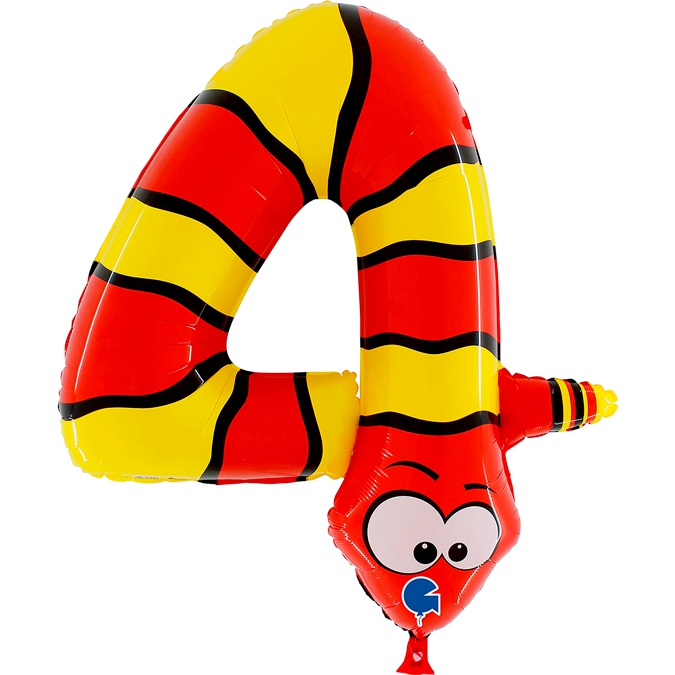 Folienballon Zahl 4 Schlange 100cm