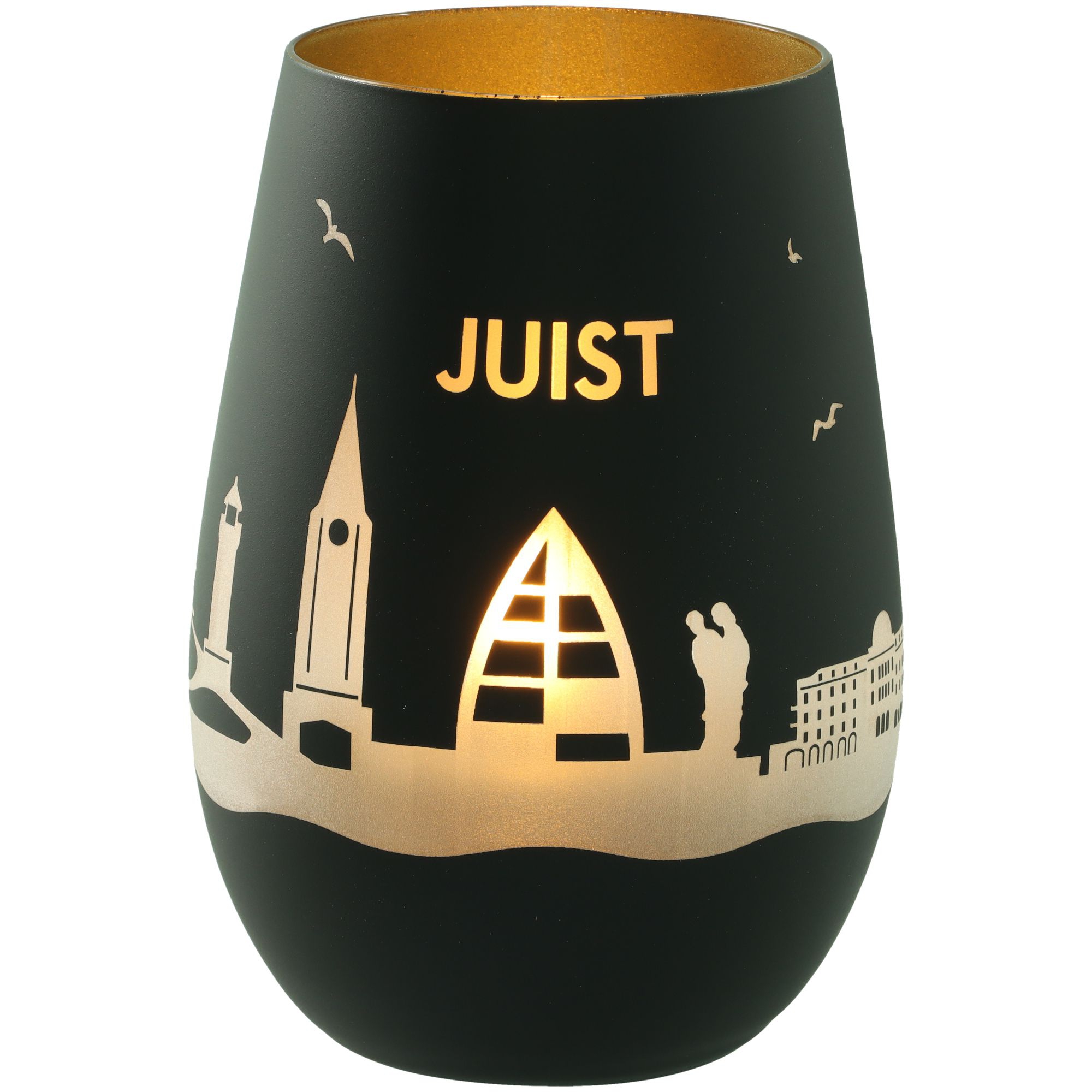 Windlicht Skyline Juist Schwarz/Gold