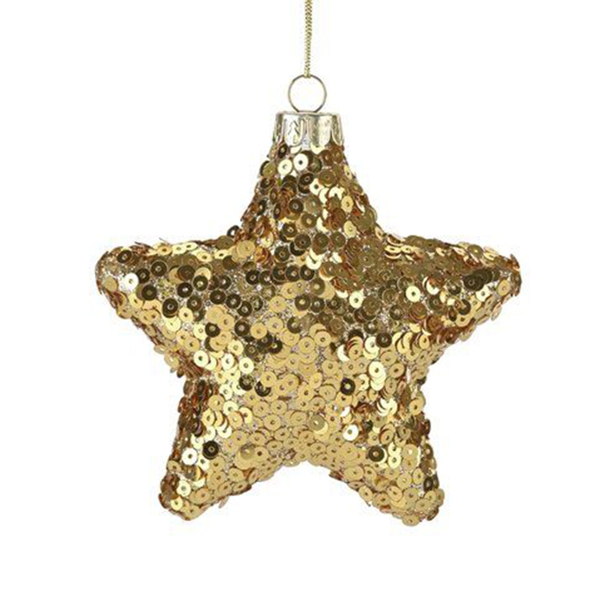 Weihnachtskugel "Glitzer Stern mit Pailletten" Gold