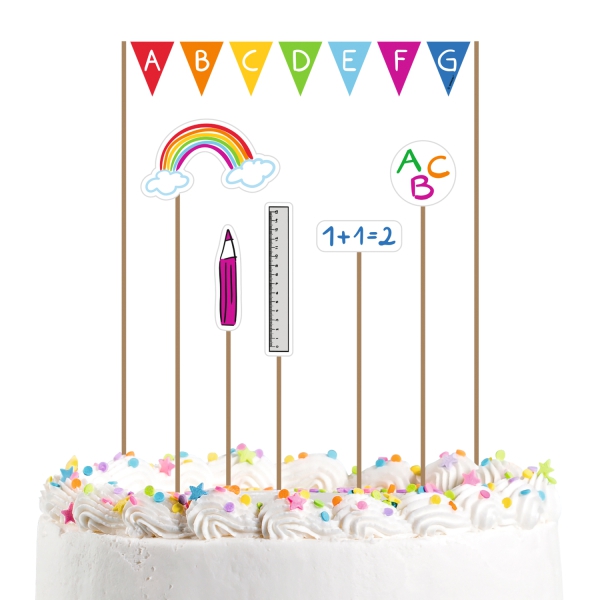 Cake Topper zum Schulstart "Regenbogen & ABC"