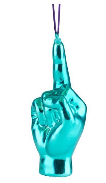 Weihnachtskugel "Mittelfinger" Blau