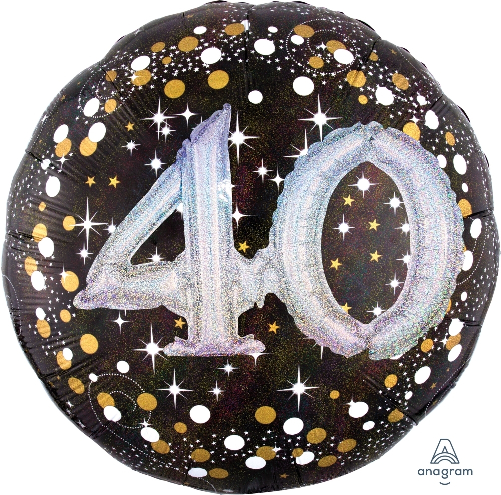 Folienballon Sparkling Birthday mit 3D "40" 91cm