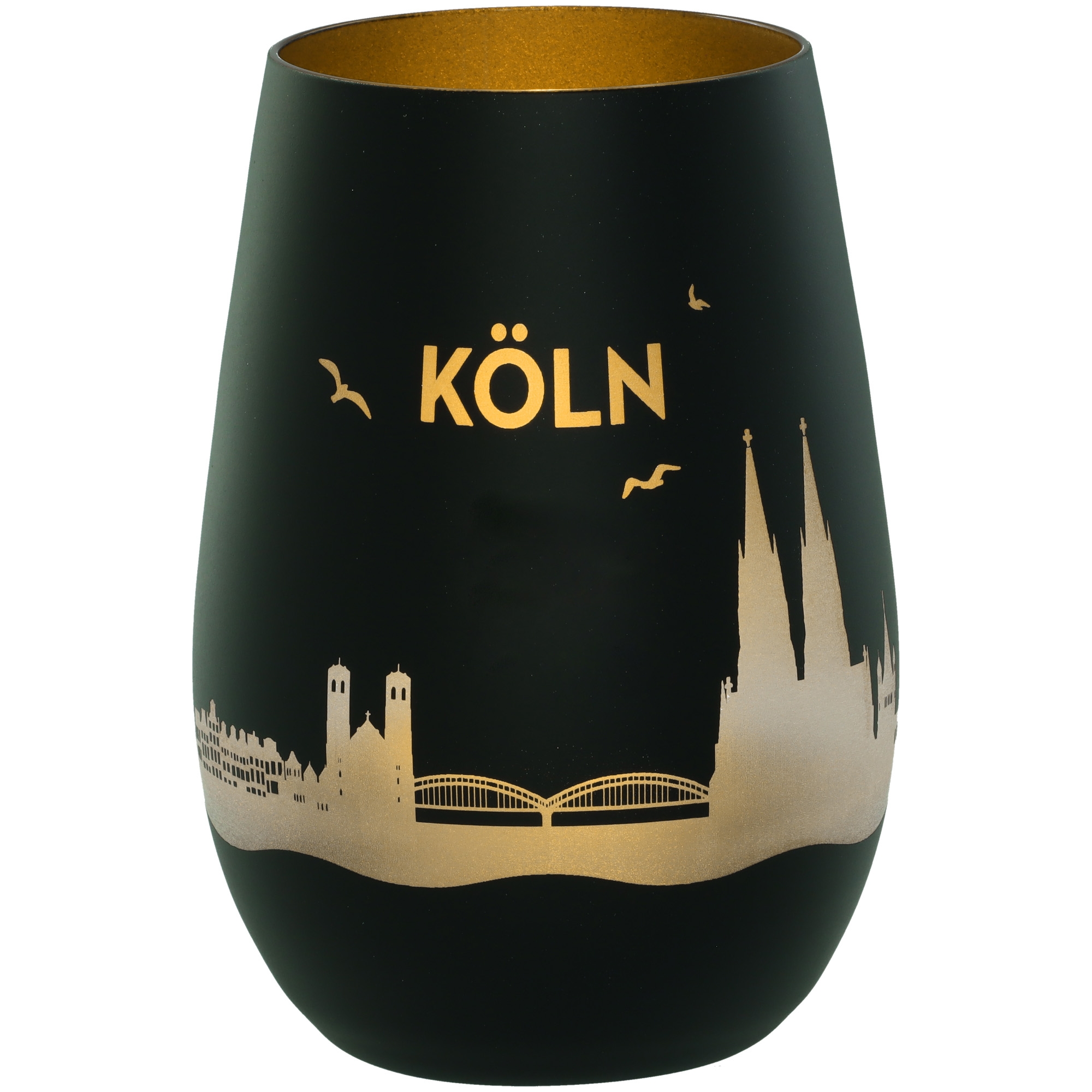 Windlicht Skyline Köln Schwarz/Gold