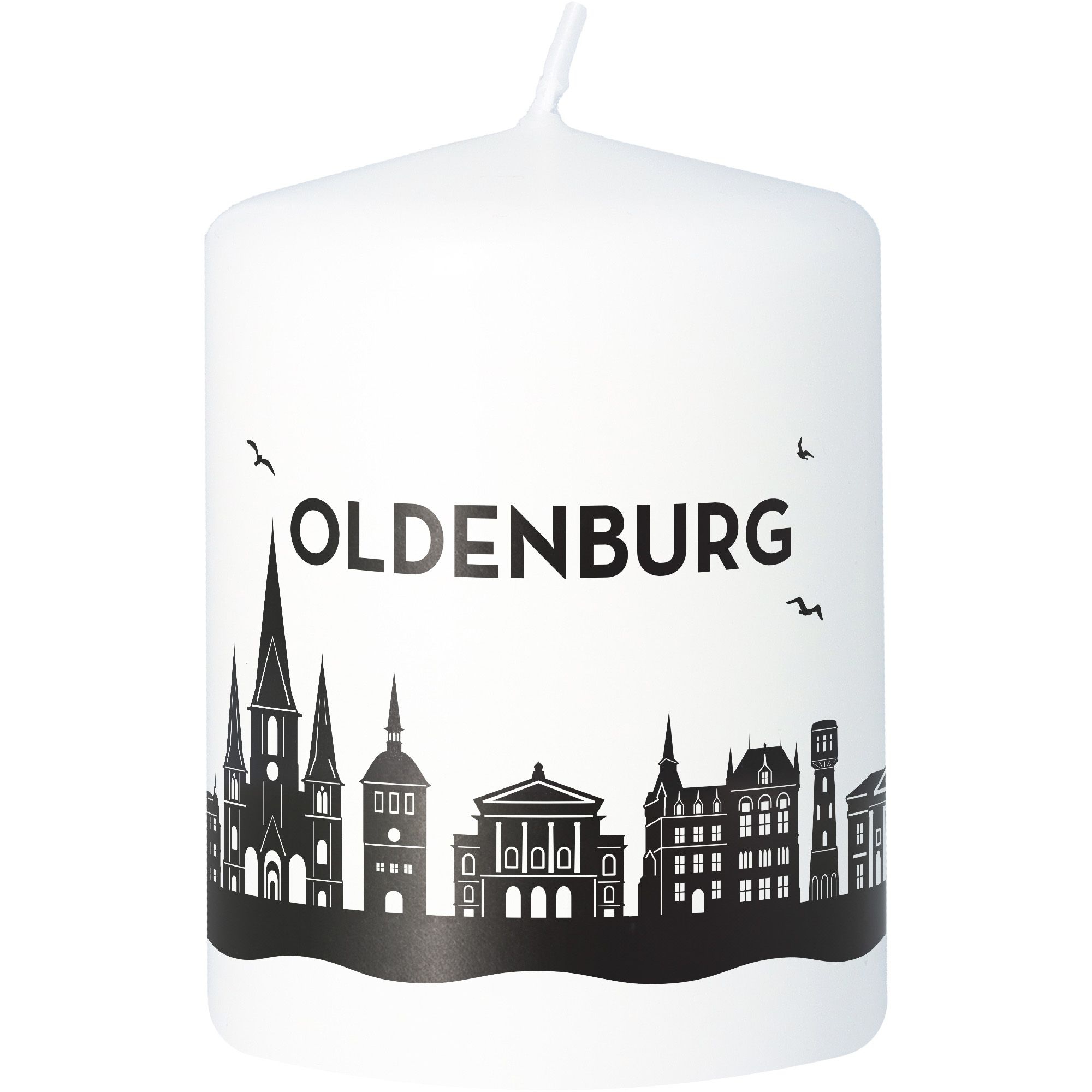 Stumpenkerze Skyline Oldenburg Weiß