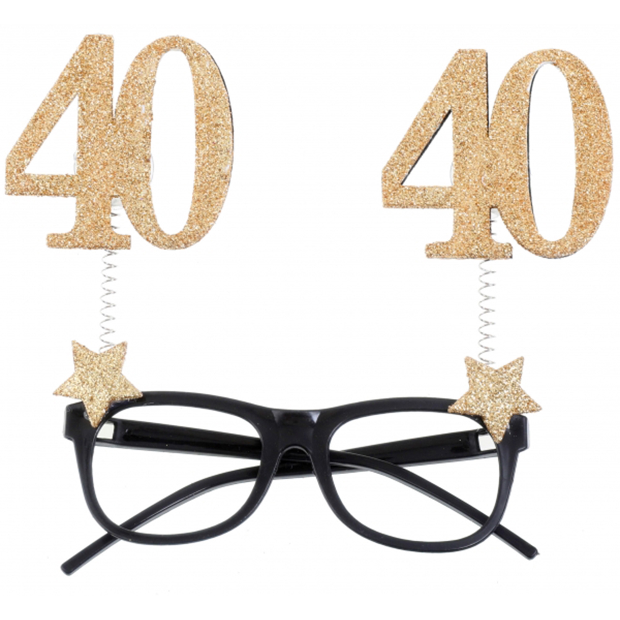 Glitzerbrille zum 40. Geburtstag, Gold/Schwarz