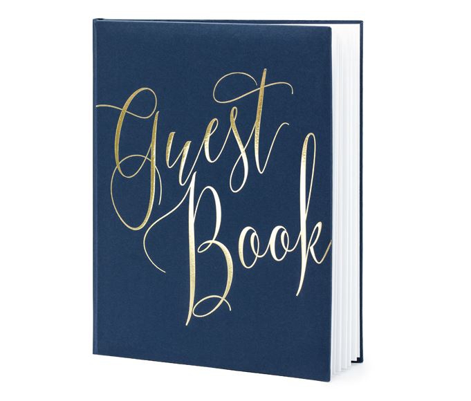 Gästebuch "Guestbook", Dunkelblau/Gold