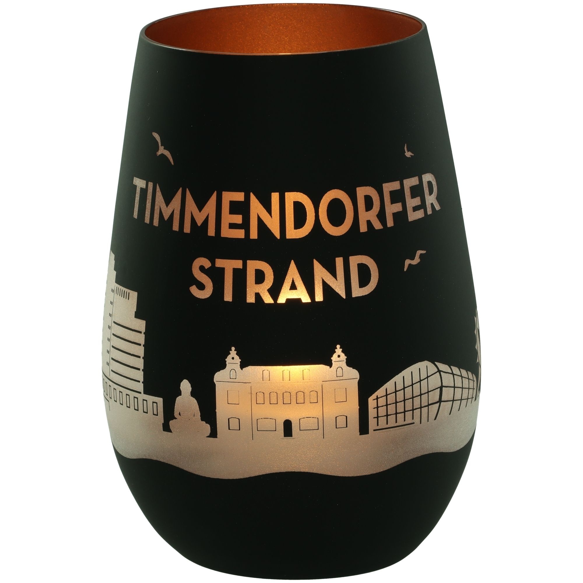 Windlicht Skyline Timmendorfer Strand Schwarz/Bronze