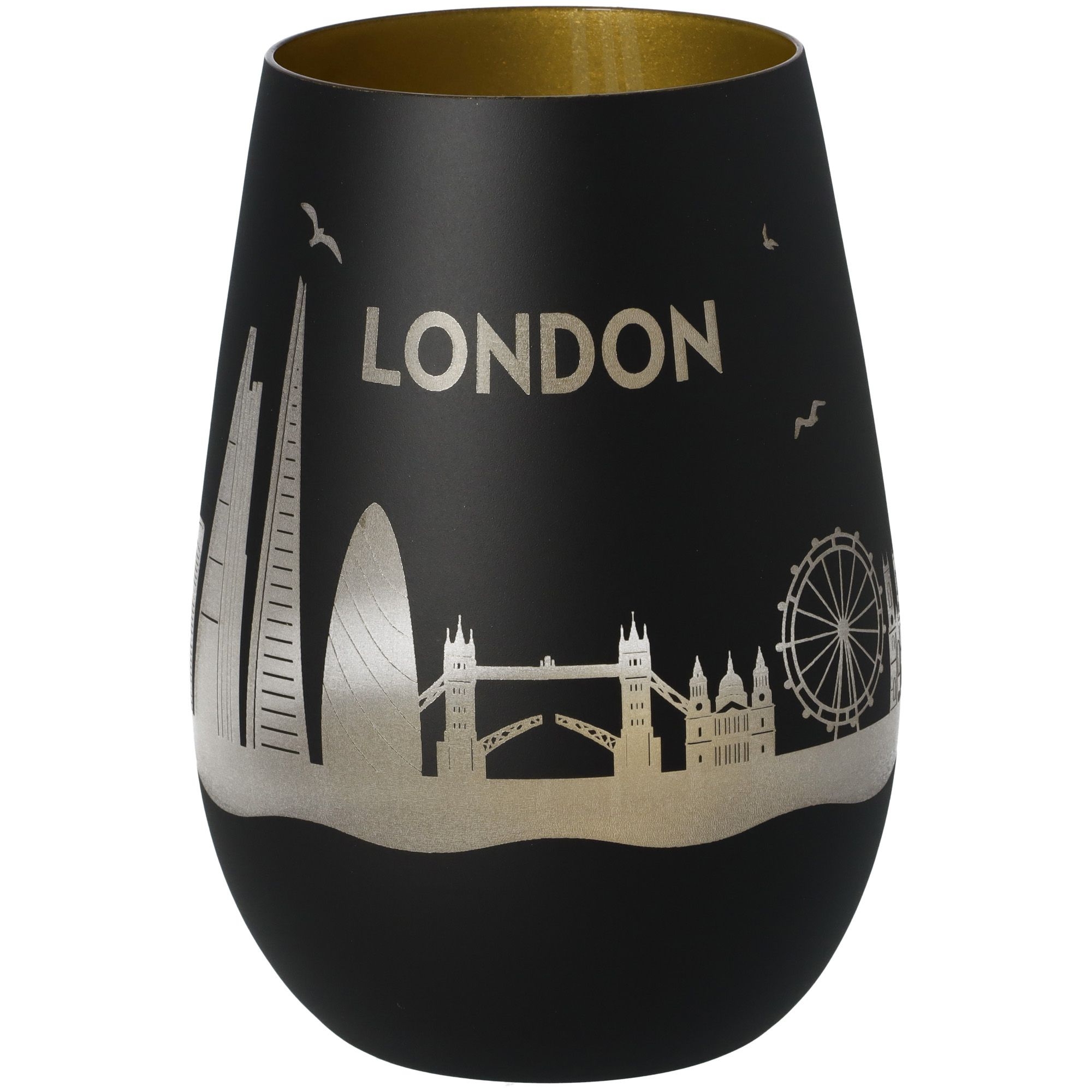 Windlicht Skyline London Schwarz/Gold