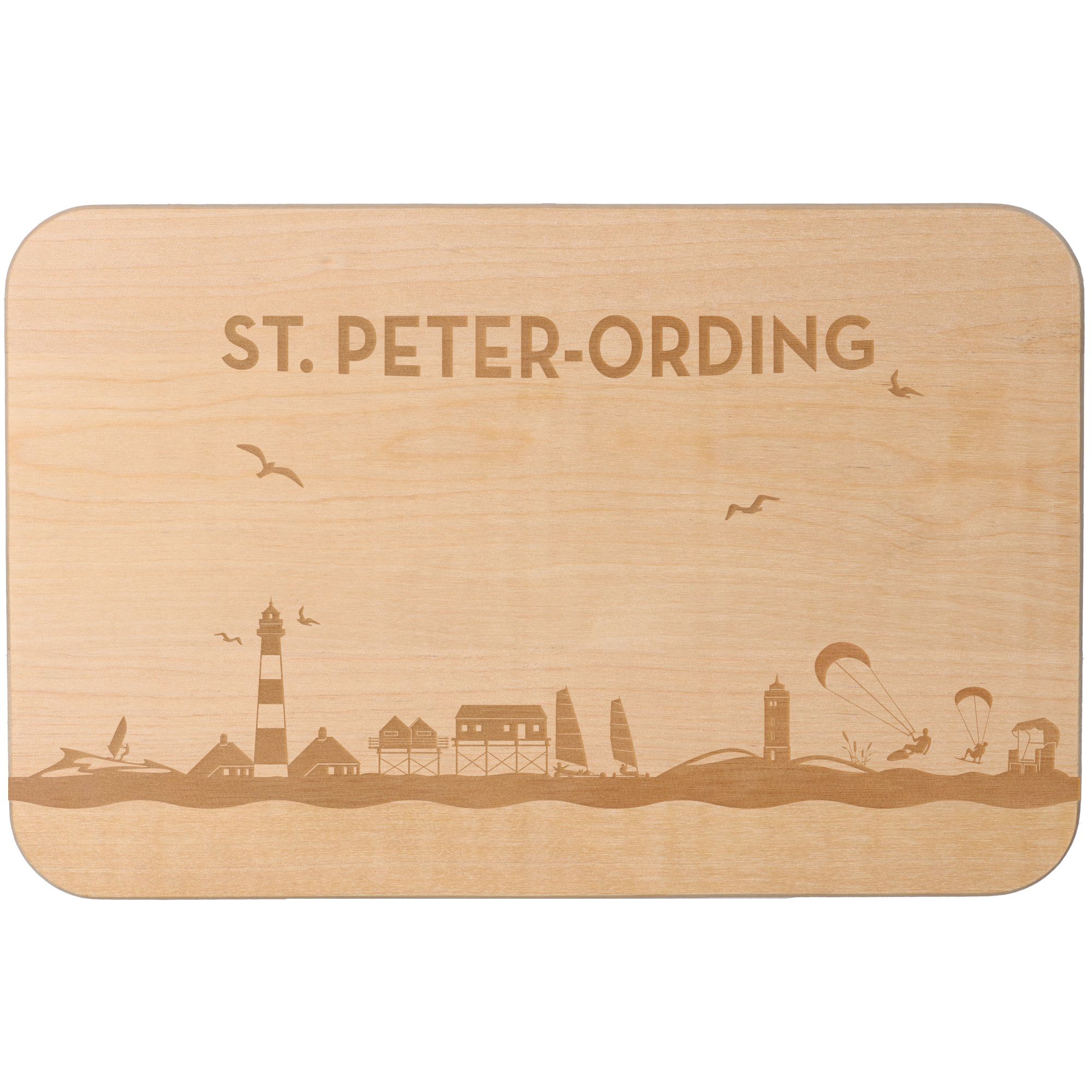 Frühstücksbrett Skyline St. Peter-Ording 23cm x 15cm x 1cm