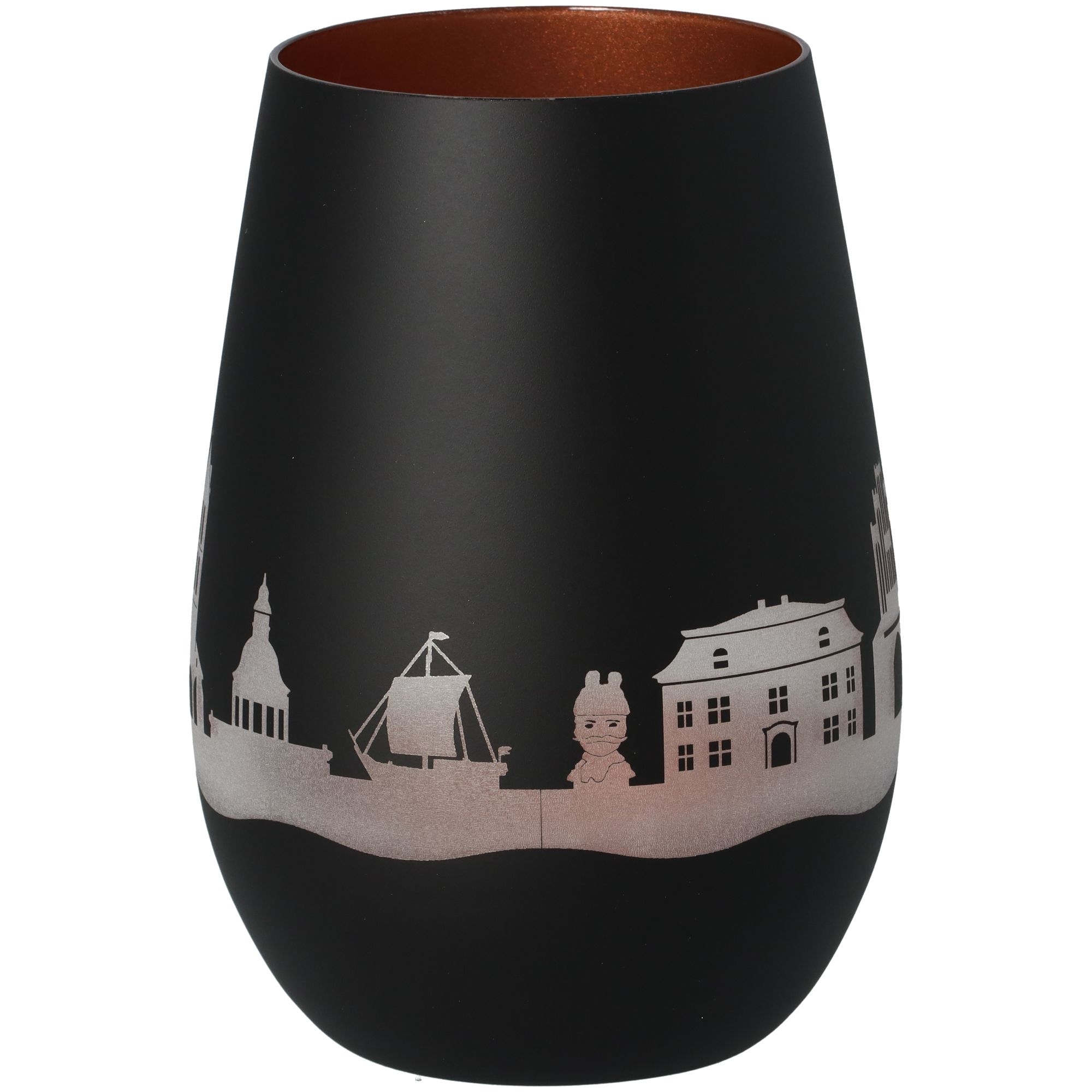 Windlicht Skyline Wismar Schwarz/Bronze