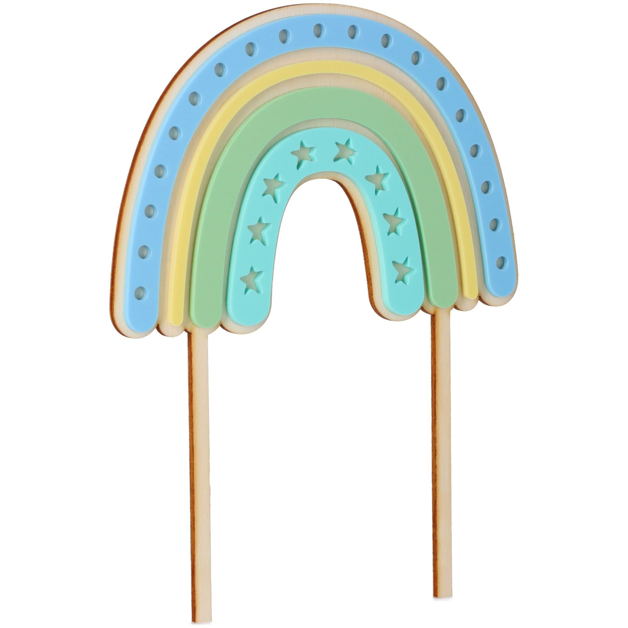 Cake Topper Regenbogen Stern aus Holz & Acryl