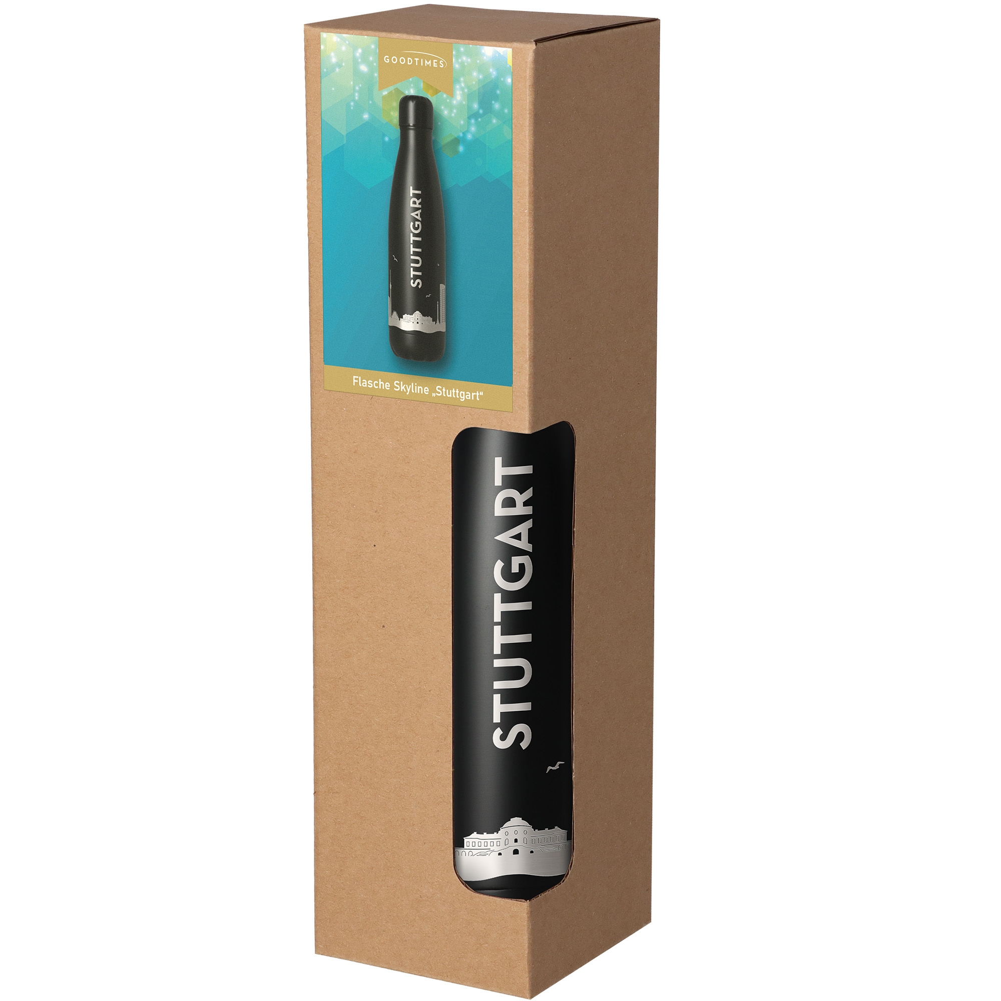 Trinkflasche Skyline Stuttgart Schwarz 500ml