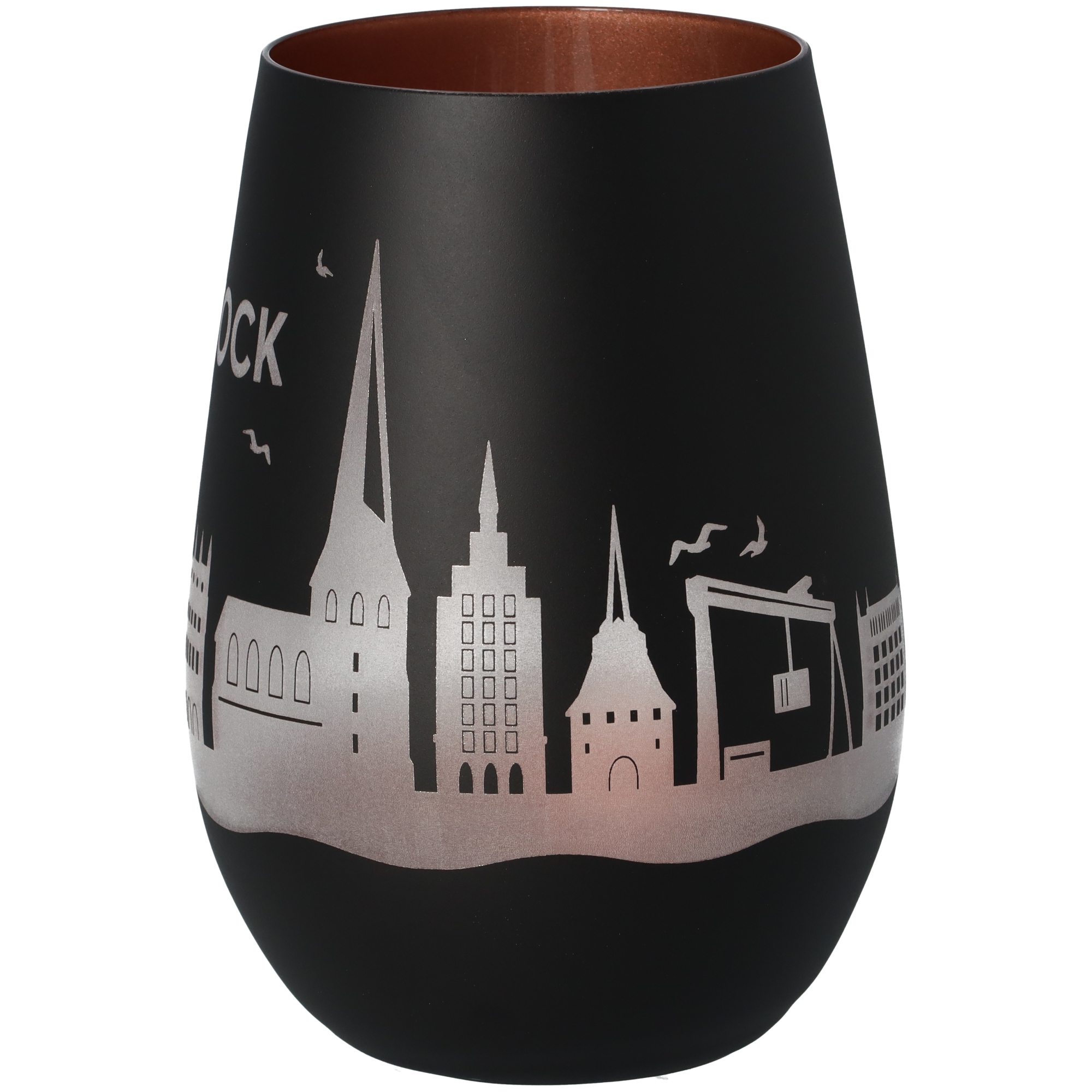 Windlicht Skyline Rostock Schwarz/Bronze