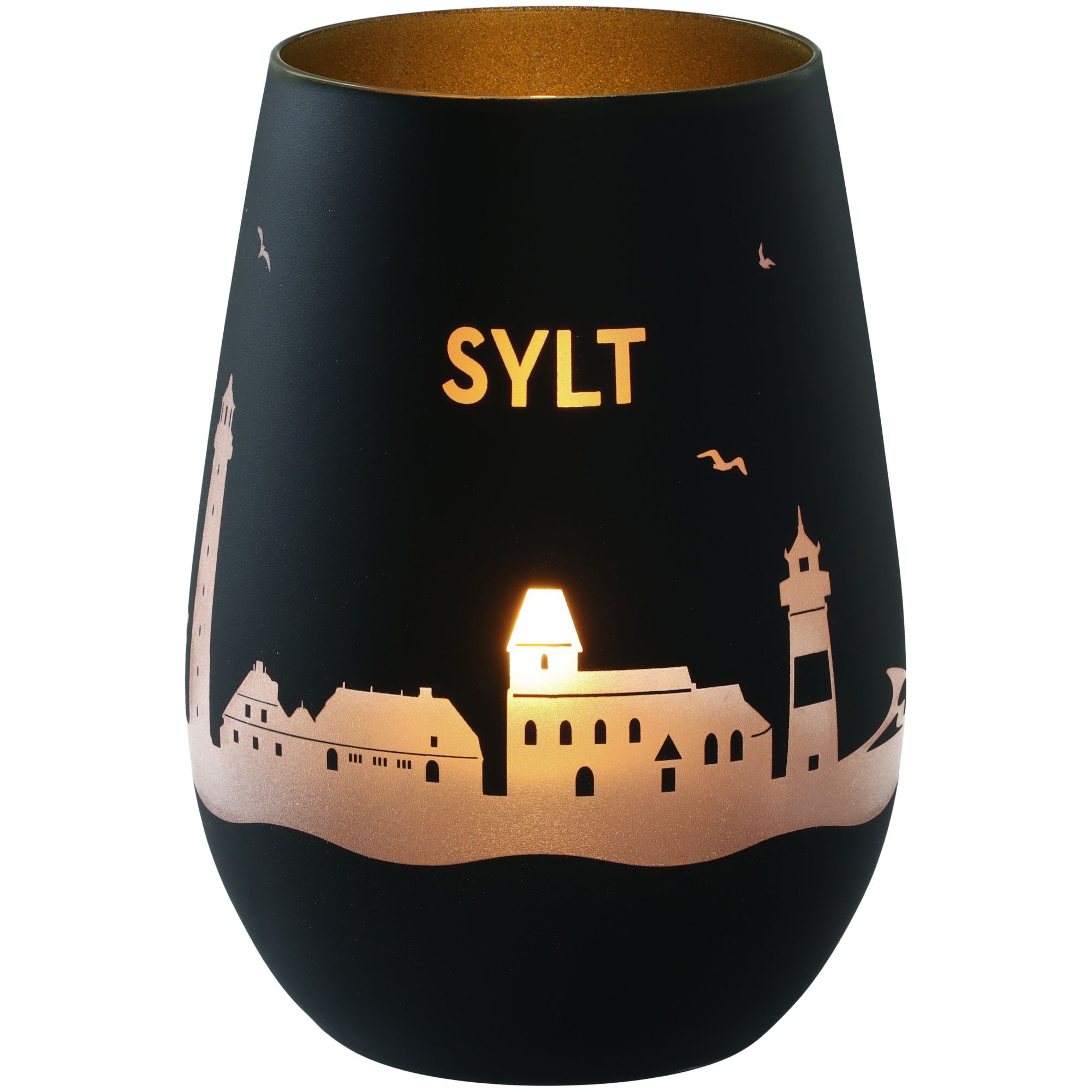 Windlicht Skyline Sylt Schwarz/Gold