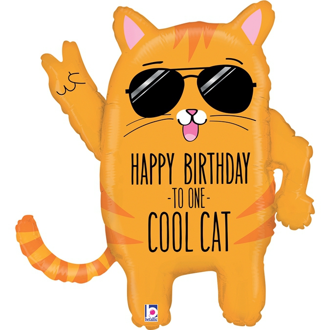 Folienballon Happy Birthday "Cool Cat" 85cm