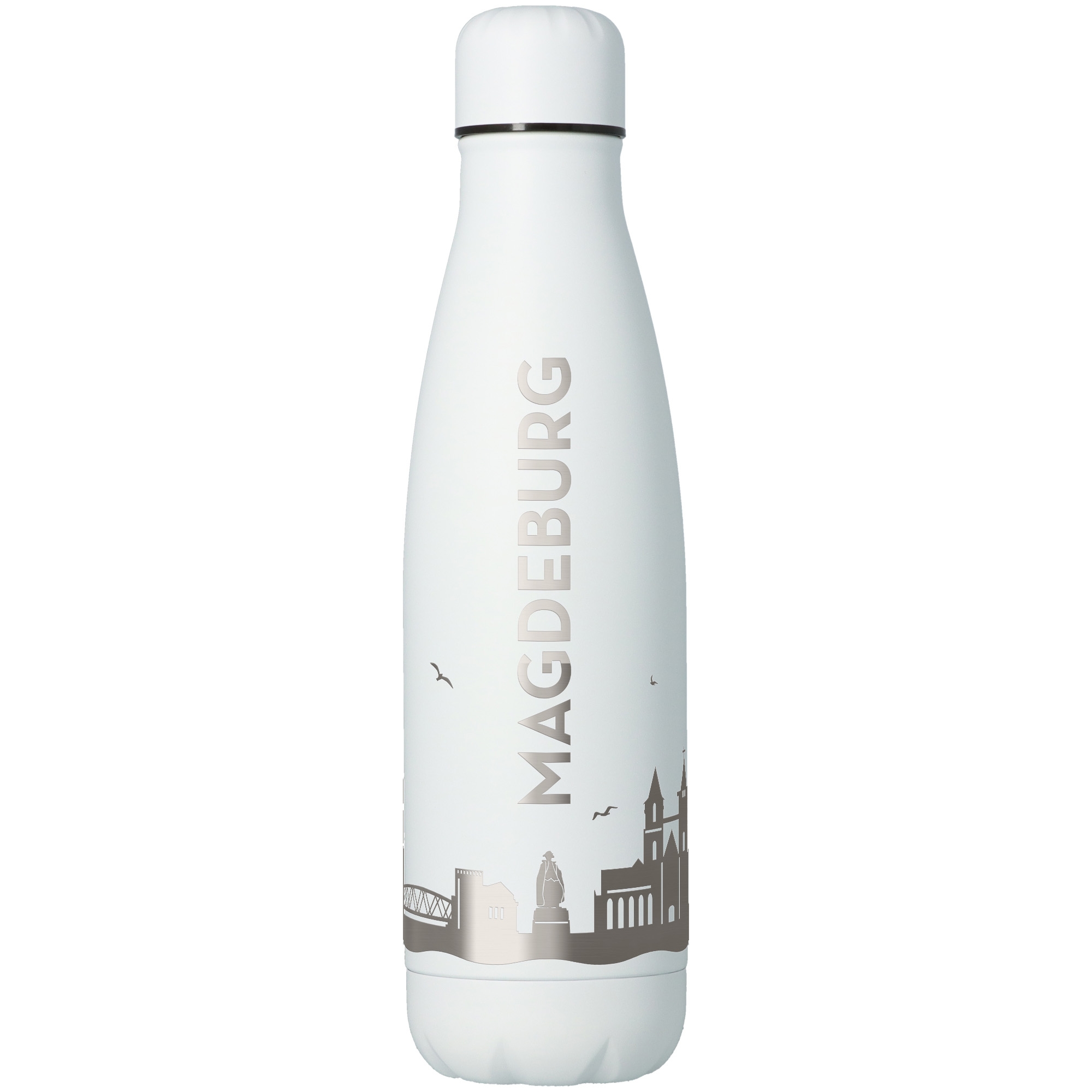 Trinkflasche Skyline Magdeburg Weiß 500ml