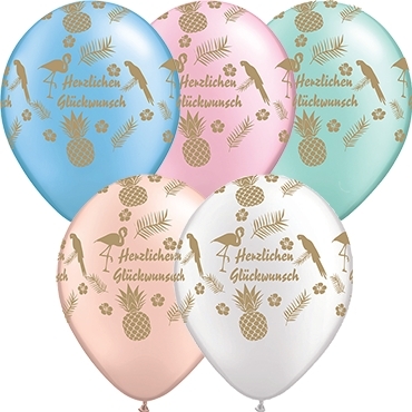 Qualatex Latexballon "Herzlichen Glückwunsch" Pearl-Farben Ø 30cm