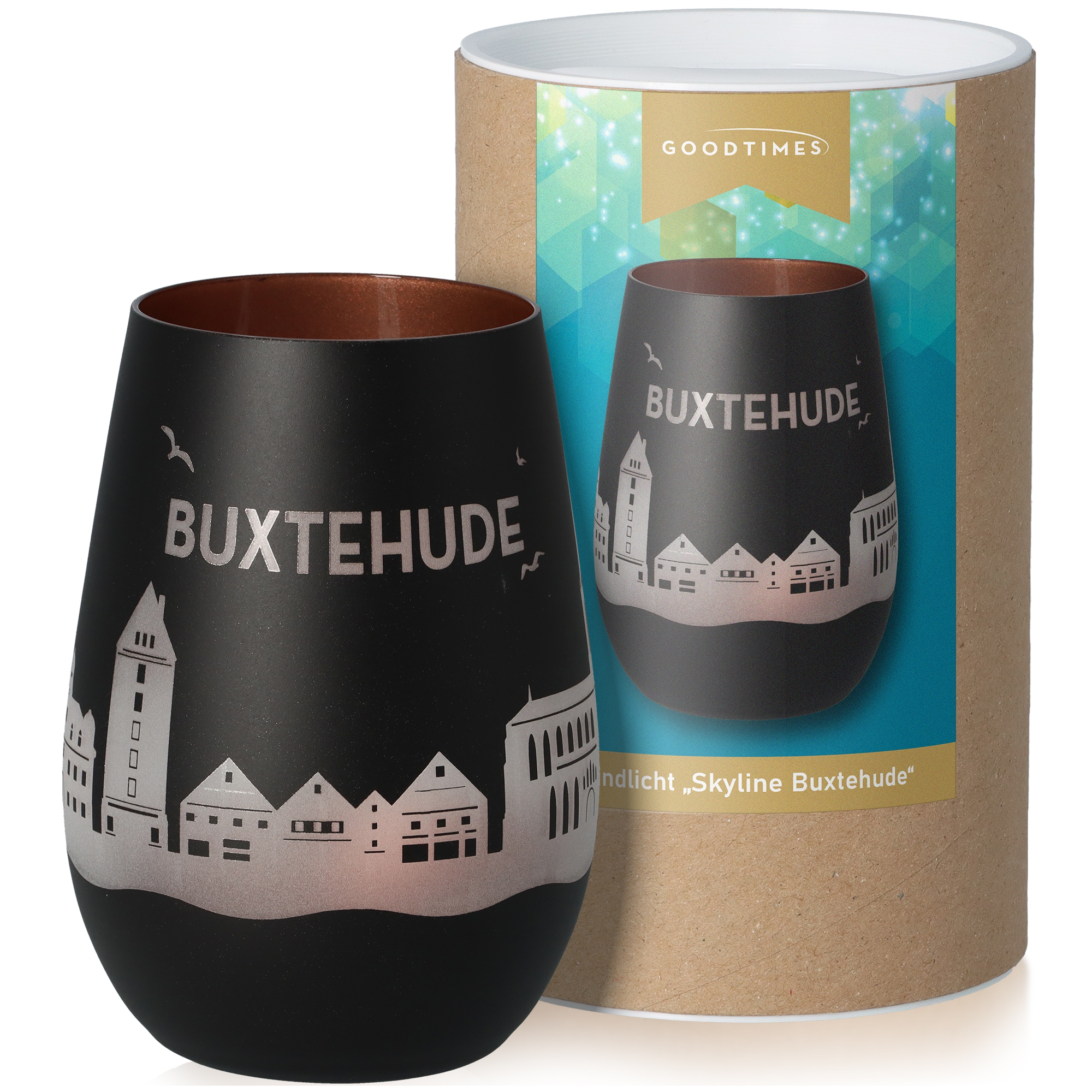 Windlicht Skyline Buxtehude Schwarz/Bronze