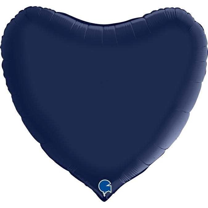 Folienballon "Herz" Satin Dunkelblau, 90cm