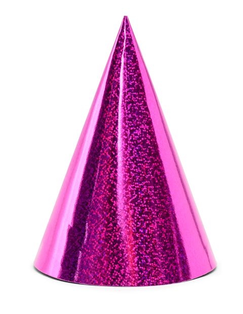 6 Partyhütchen Holographic Pink