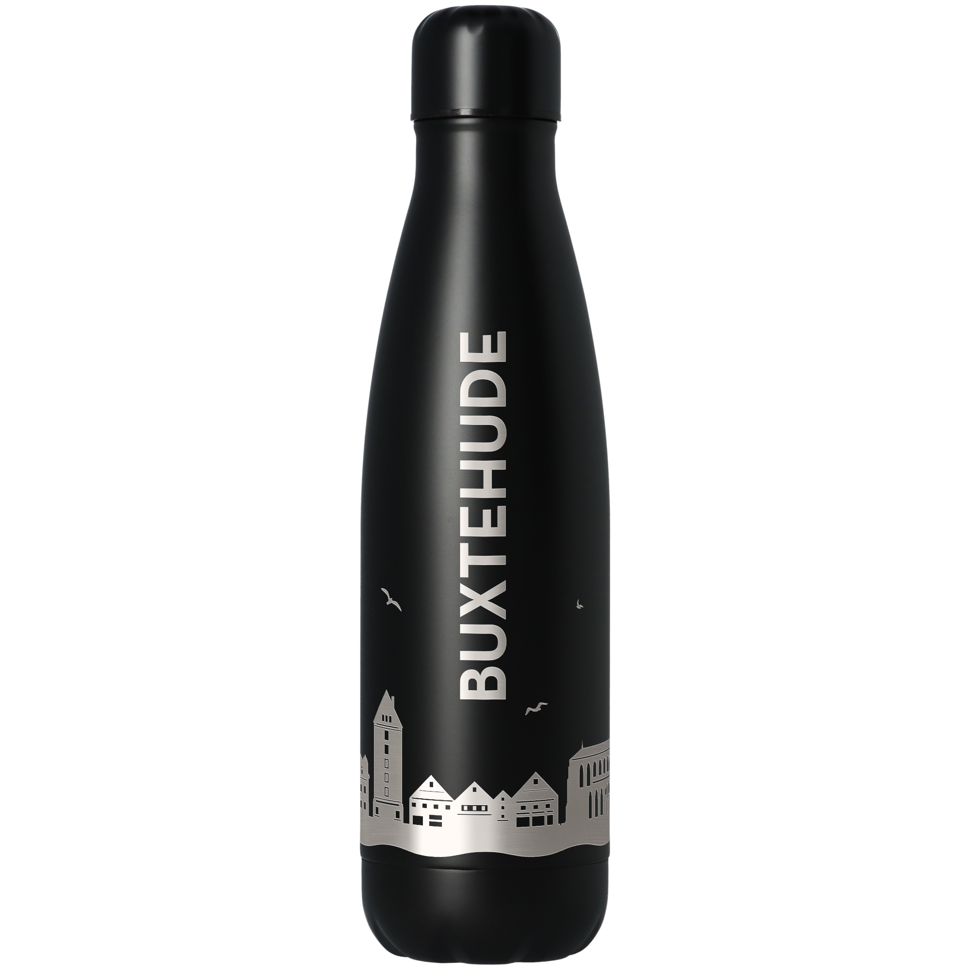 Trinkflasche Skyline Buxtehude Schwarz 500ml