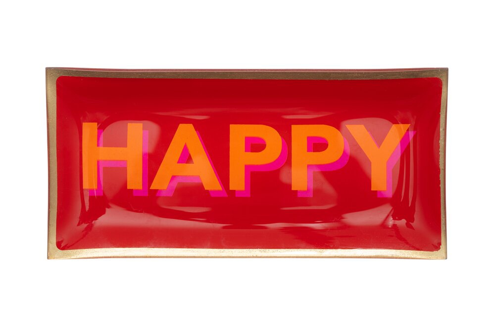 Glasteller "Happy", Rot/Orange - L