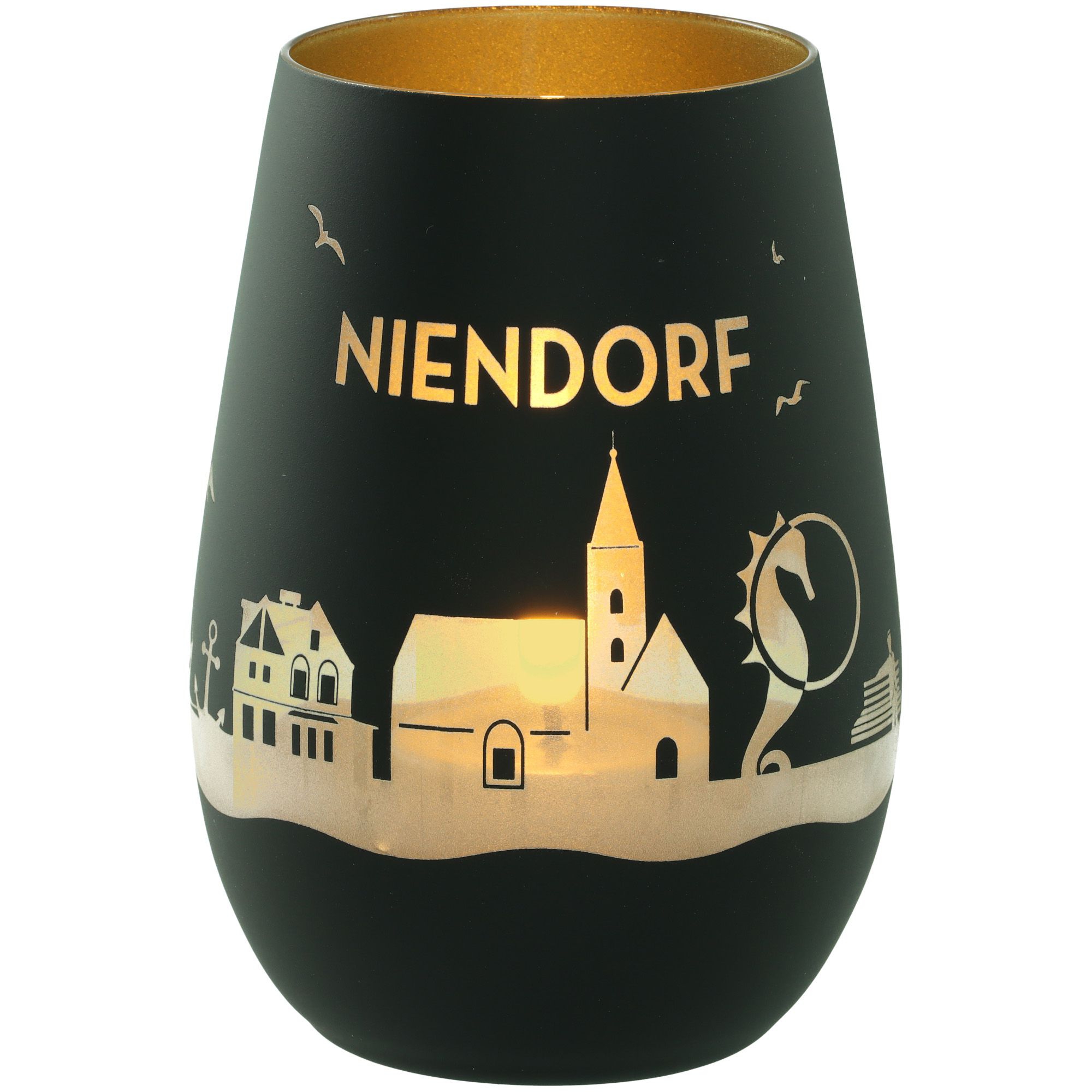 Windlicht Skyline Niendorf Schwarz/Gold