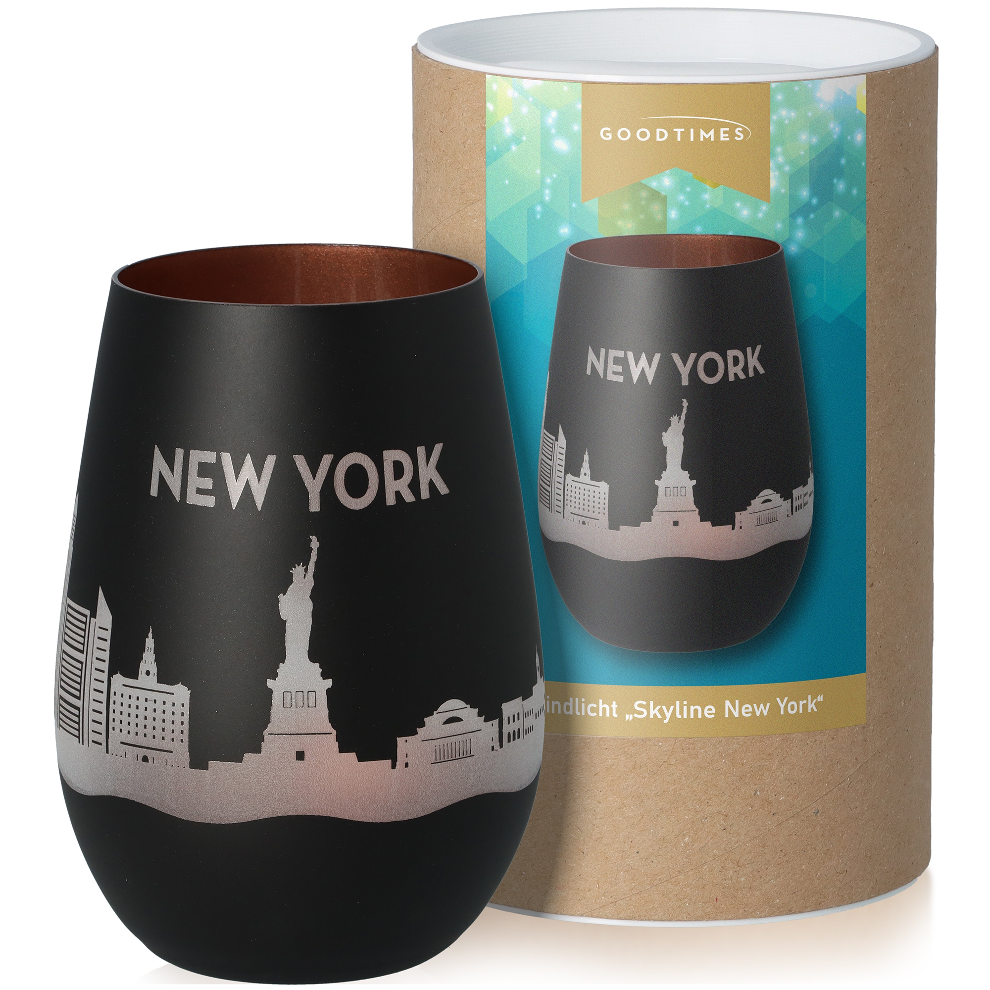 Windlicht Skyline New York Schwarz/Bronze