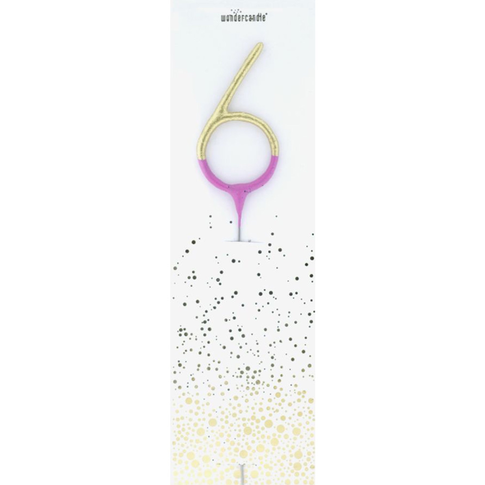 Wunderkerze Zahl "6" Gold/Pink