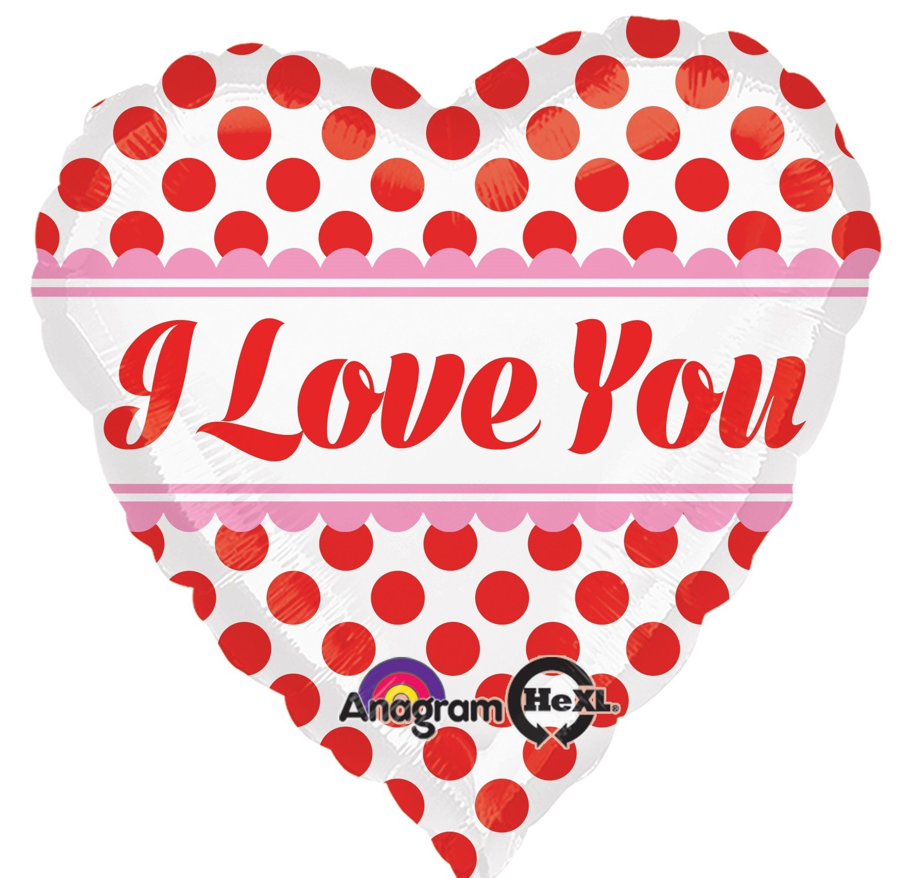 Folienballon Herz I Love You Polka Dots 45 cm