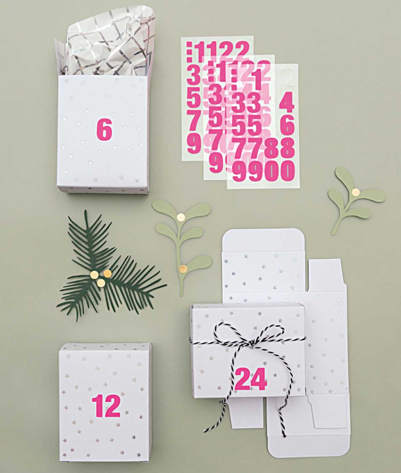 Adventskalender Boxen - Weiß / Irisierend