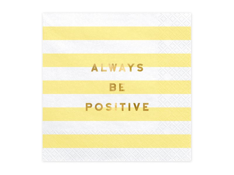 20 Servietten "Always be positive", Pastellgelb/Gold