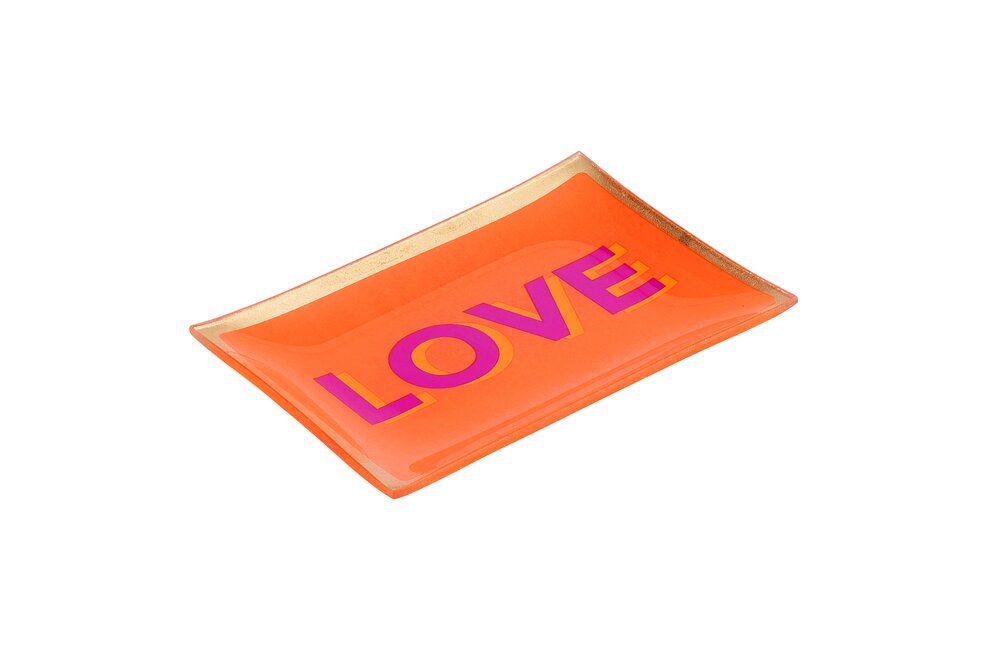 Glasteller "Love", Orange - M