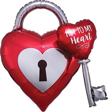 Folienballon Herz "Key to my heart" 81cm