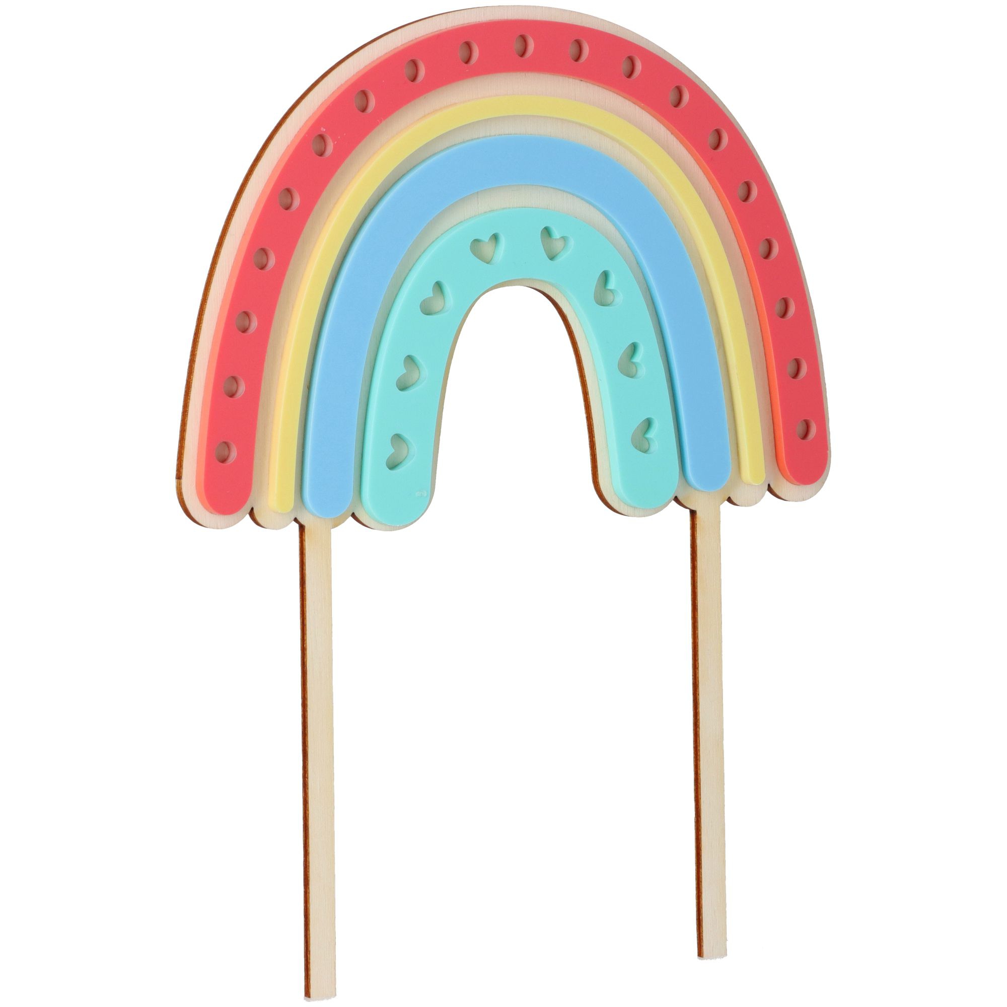 Cake Topper Regenbogen Herz aus Holz & Acryl