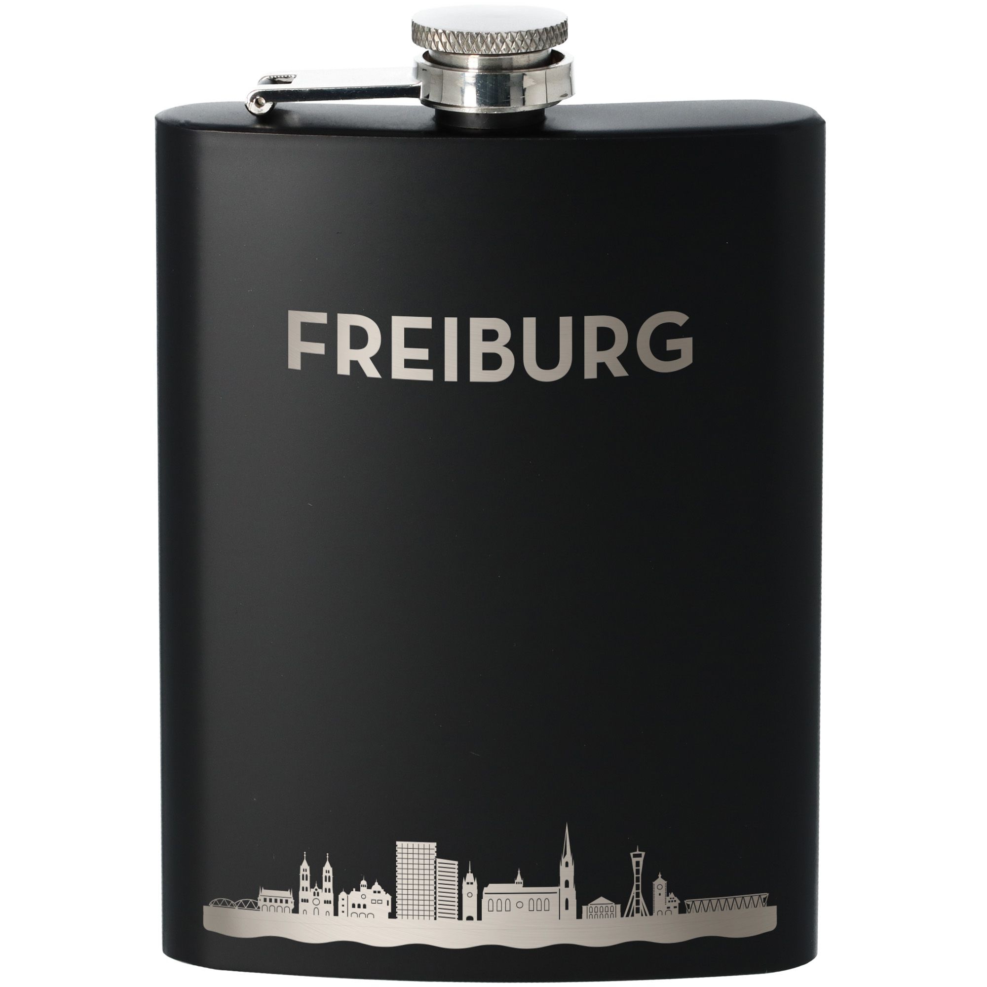 Flachmann Skyline Freiburg Schwarz 235ml