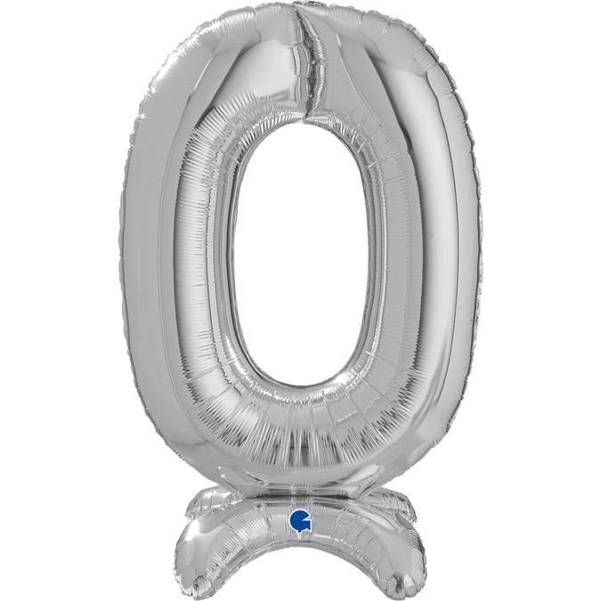 Folienballon Zahl 0 Silber, 65cm