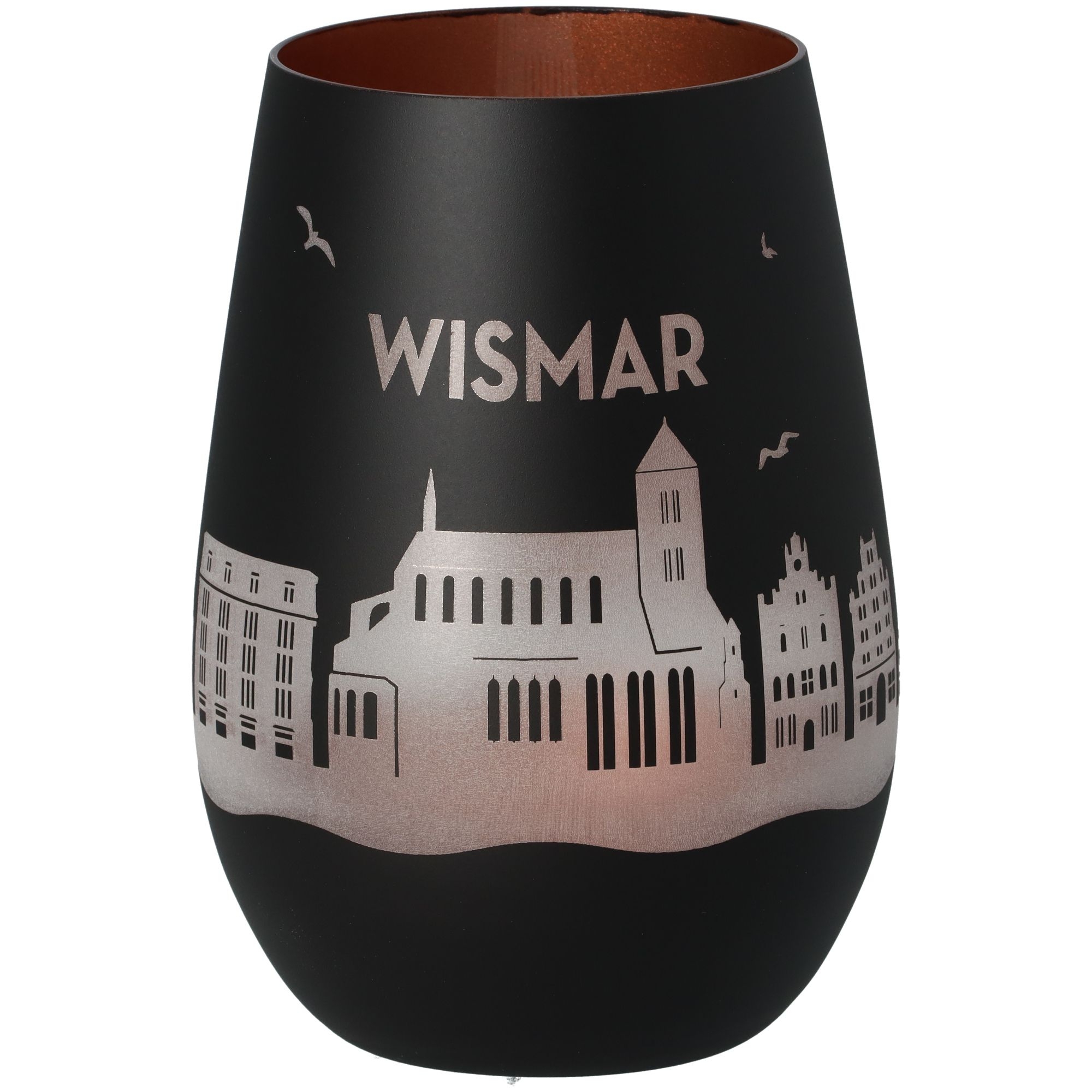 Windlicht Skyline Wismar Schwarz/Bronze