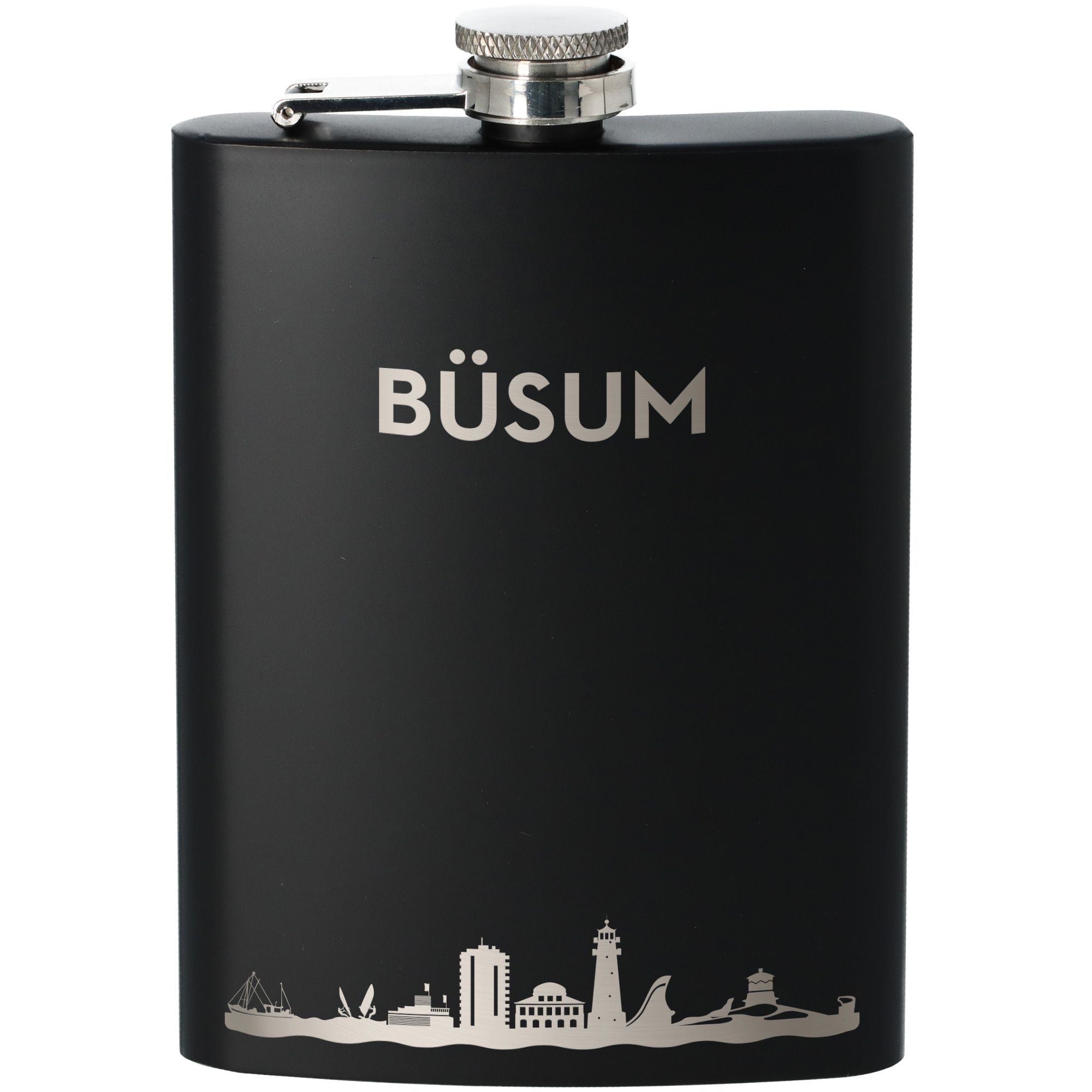 Flachmann Skyline Büsum Schwarz 235ml