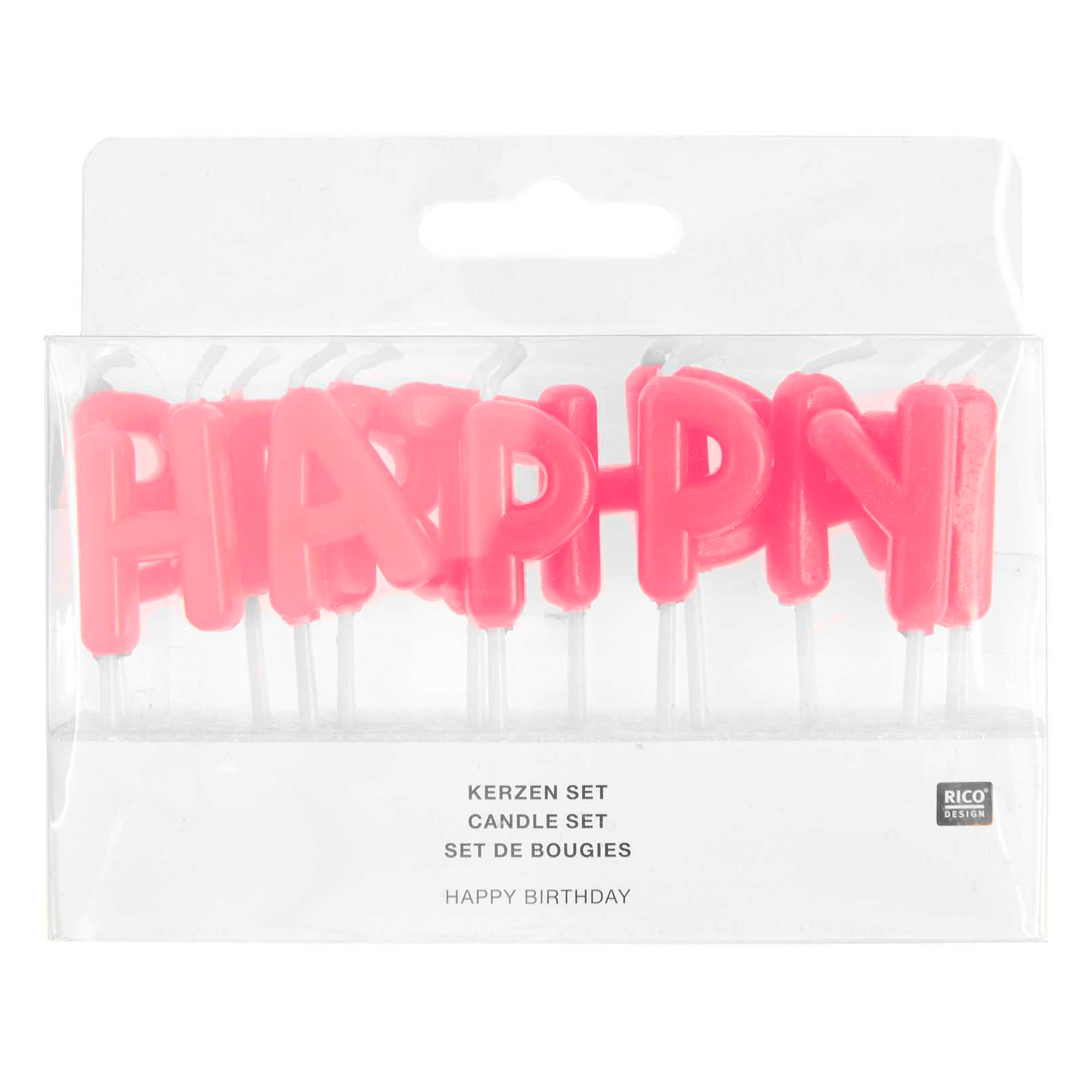 Geburstagskerzen "Happy Birthday" - Neon Pink