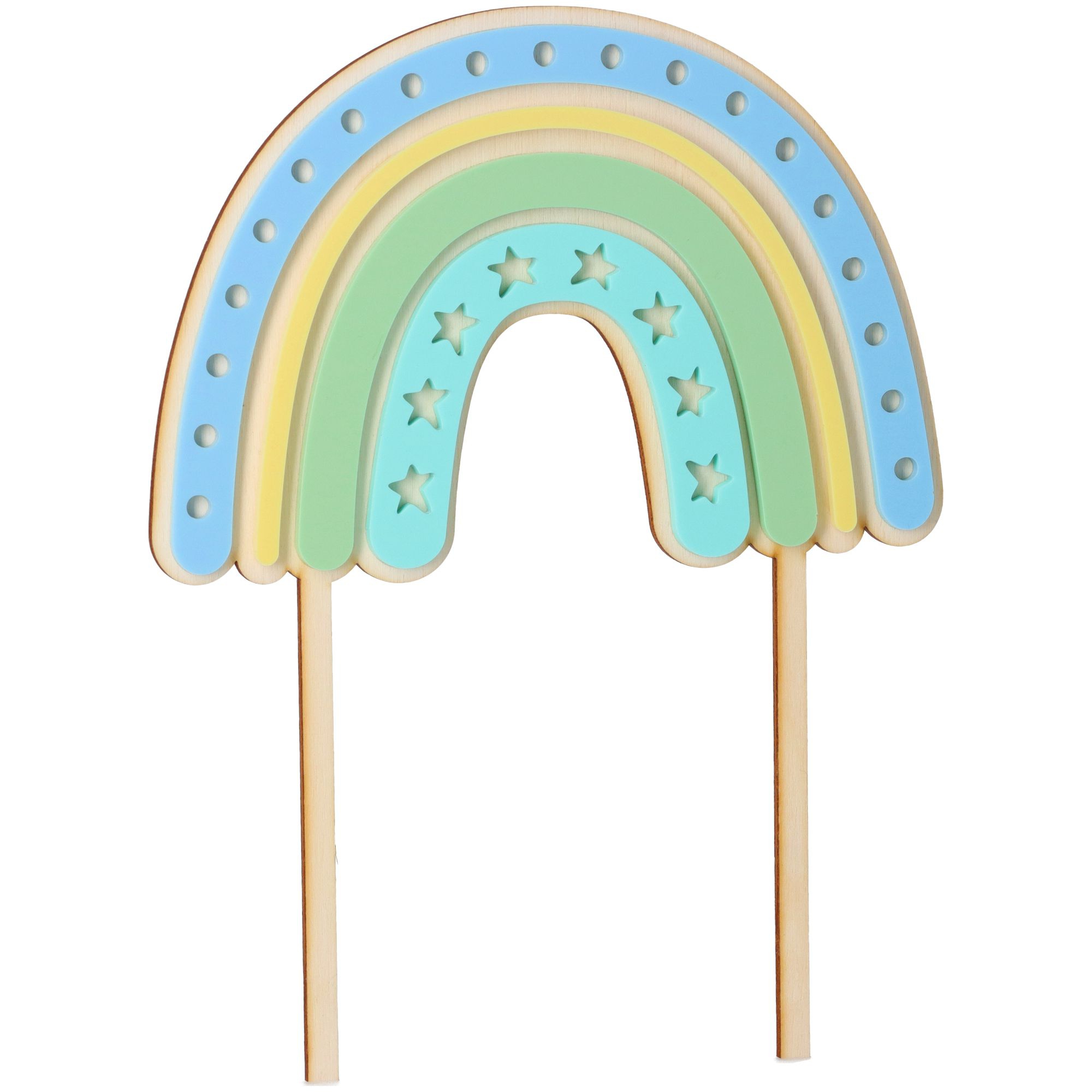 Cake Topper Regenbogen Stern aus Holz & Acryl