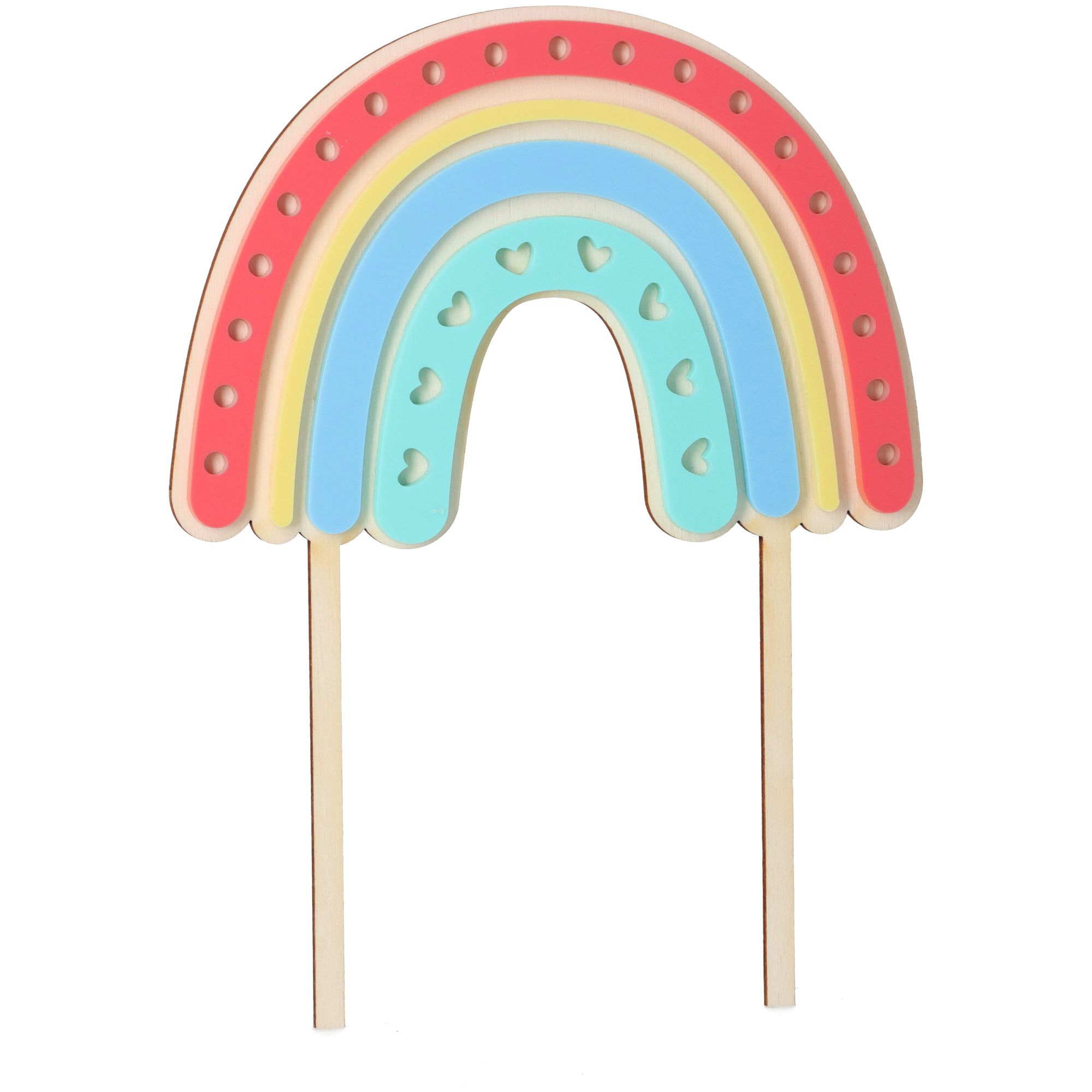 Cake Topper Regenbogen Herz aus Holz & Acryl