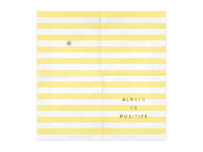 20 Servietten "Always be positive", Pastellgelb/Gold