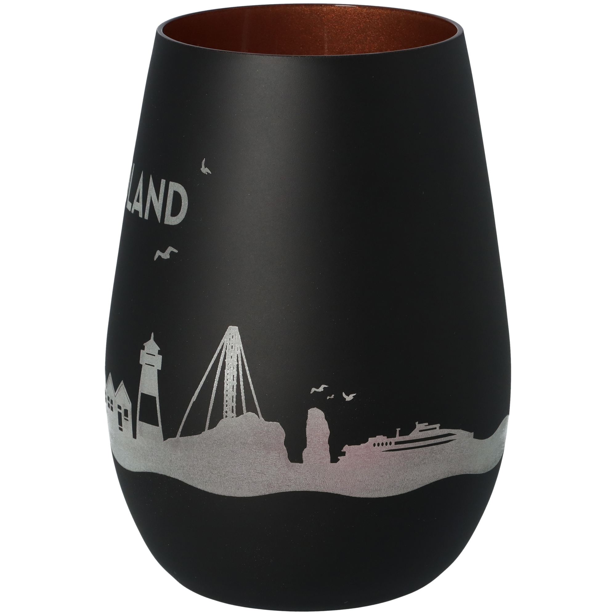 Windlicht Skyline Helgoland Schwarz/Bronze