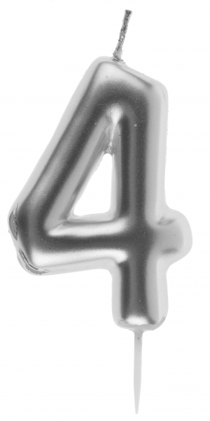 Zahlenkerze "4", Silber