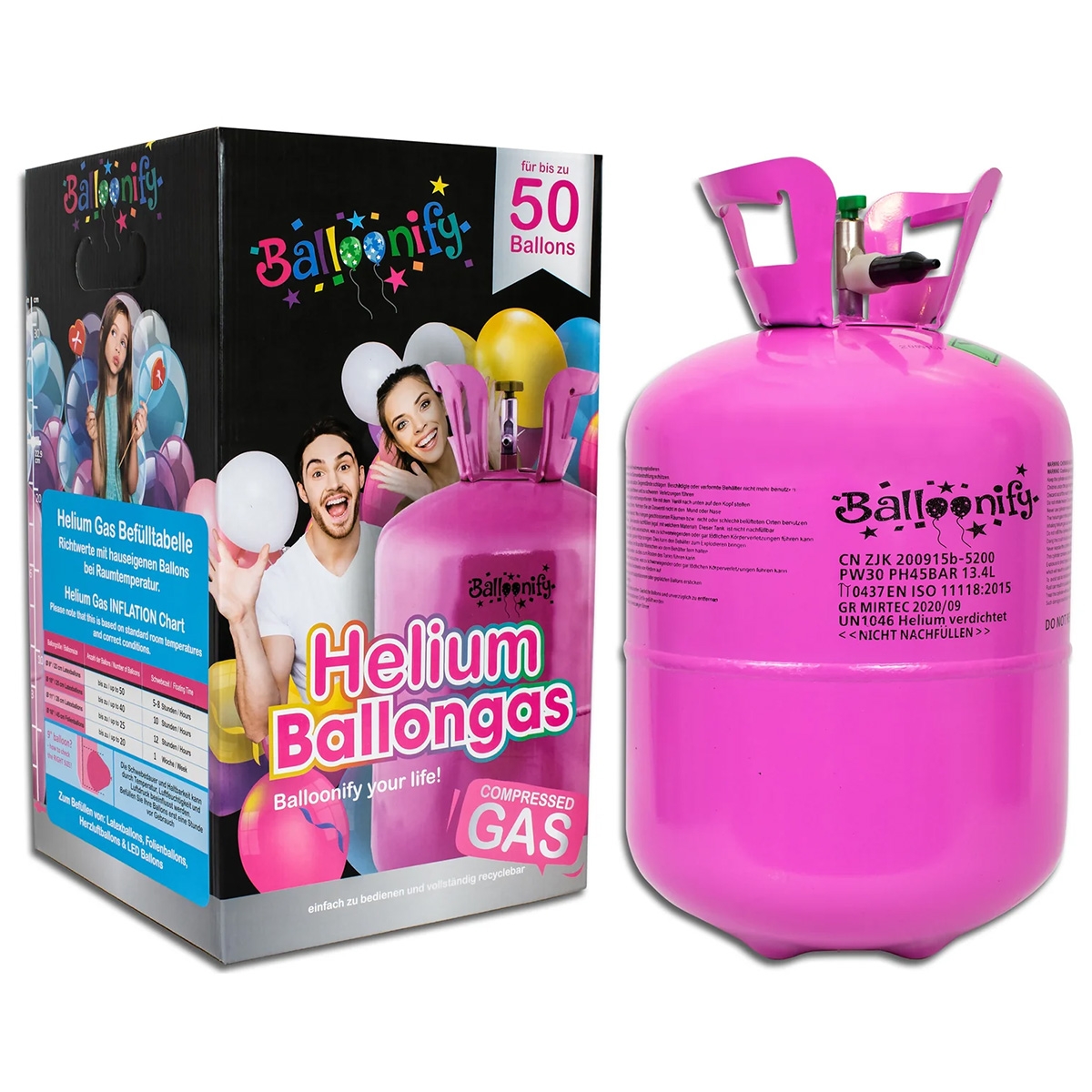 Helium Einweg-Flasche 0,400 m³